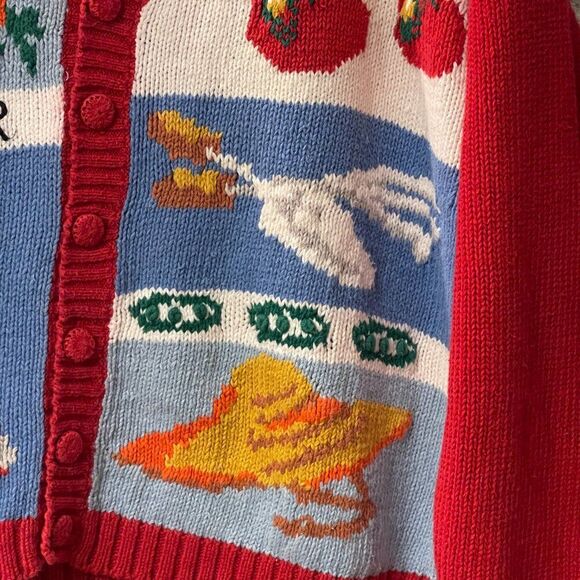 VintageโAlexandra Bartlett Garden Spring Patchwork Knit Cardigan XL - Picture 4 of 11